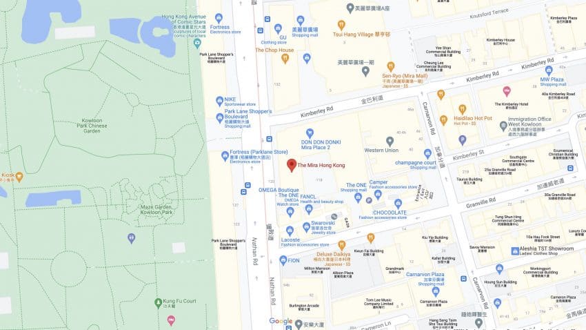 Location of The Mira Hong Kong
