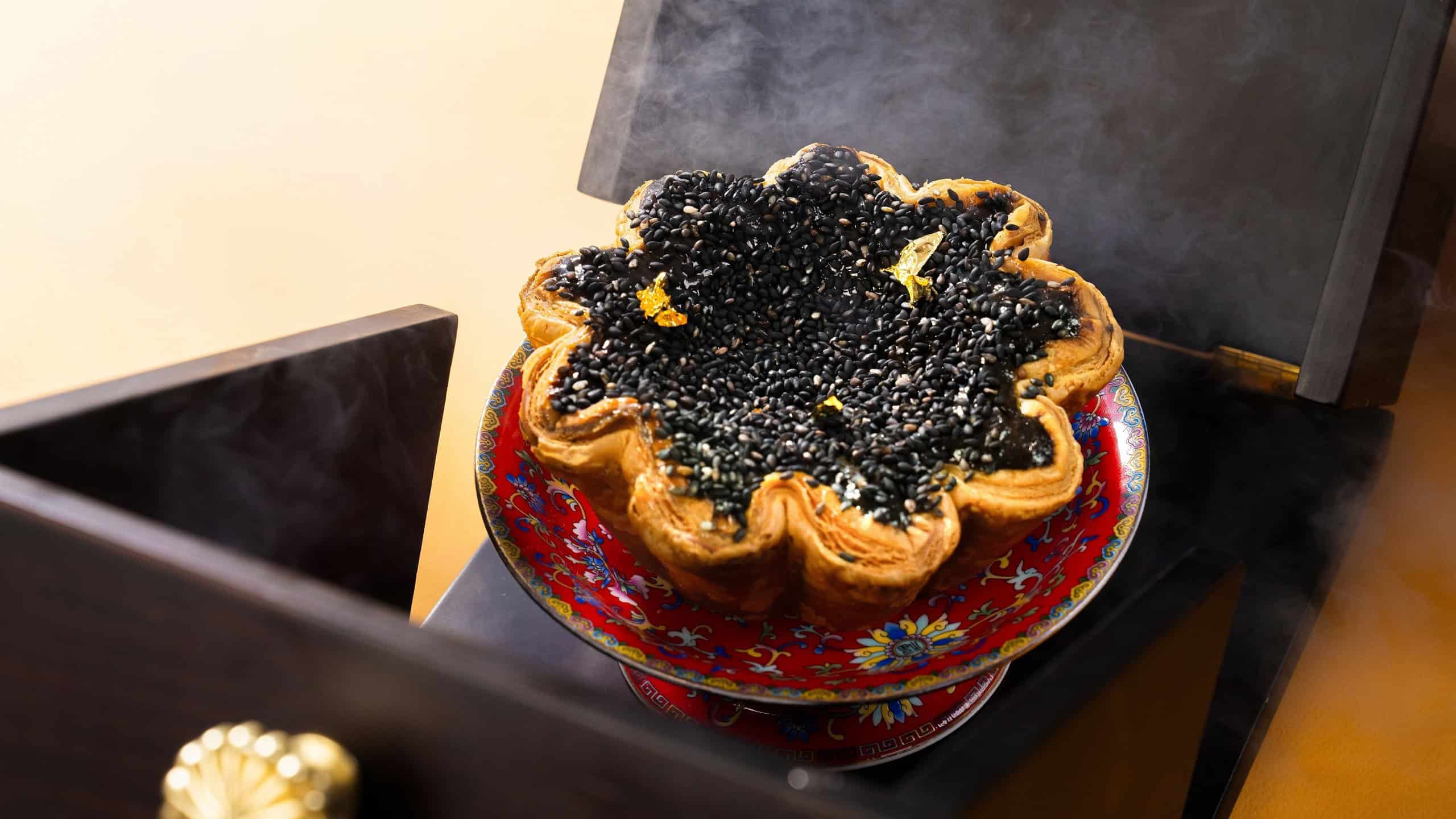 COCO - Hong Kong Ten Must-try Local Flavours Afternoon Tea Set at The Mira Hong Kong; XL Black Sesame Egg Tart