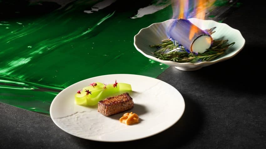 Cuisine Cuisine Chef Lau Signature Dishes Bamboo Charcoal-Grilled Australian Wagyu Beef in Lotus Leaf